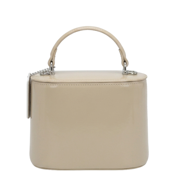 'Grace' Mini Vanity Handbag | High-Gloss Patent Vegan Leather | Signature Turn-Lock Top-Handle Bag