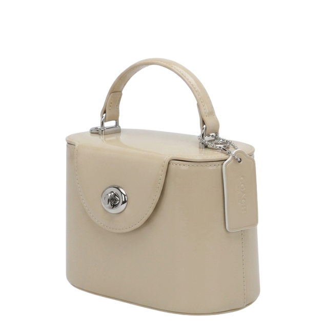 'Grace' Mini Vanity Handbag | High-Gloss Patent Vegan Leather | Signature Turn-Lock Top-Handle Bag