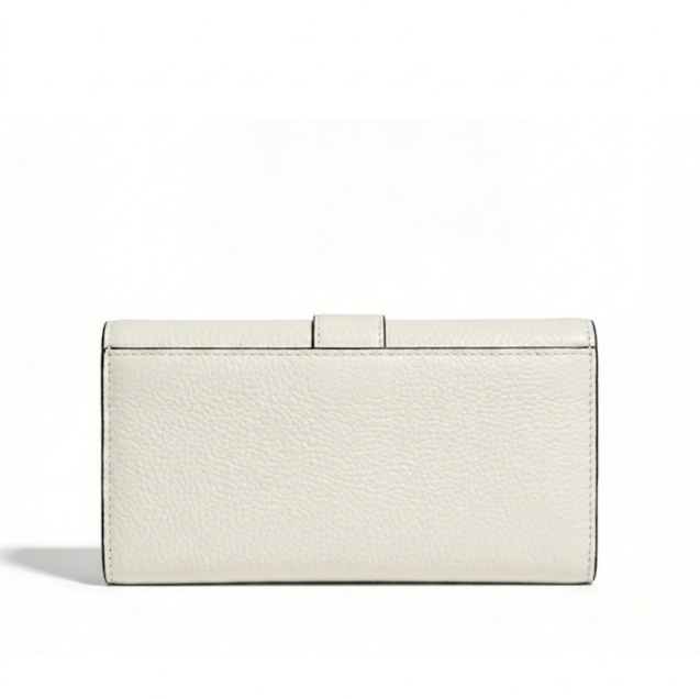 Elegant White Leather Clutch Bag, Formal Evening Handbag