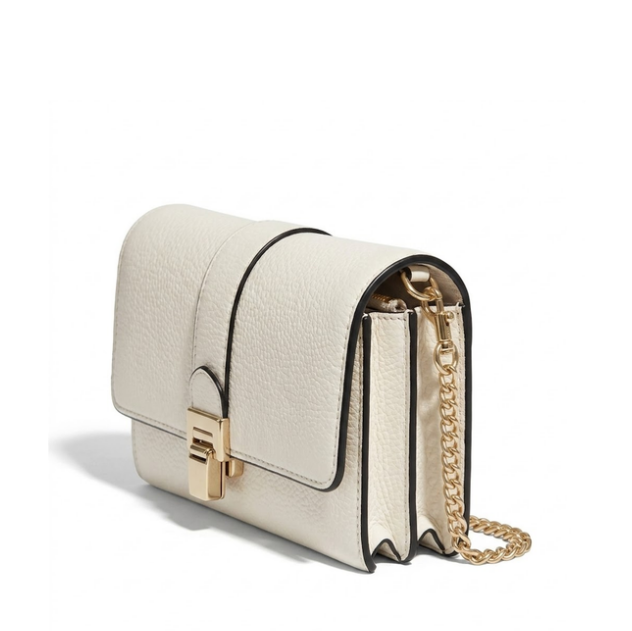 Elegant White Leather Clutch Bag, Formal Evening Handbag