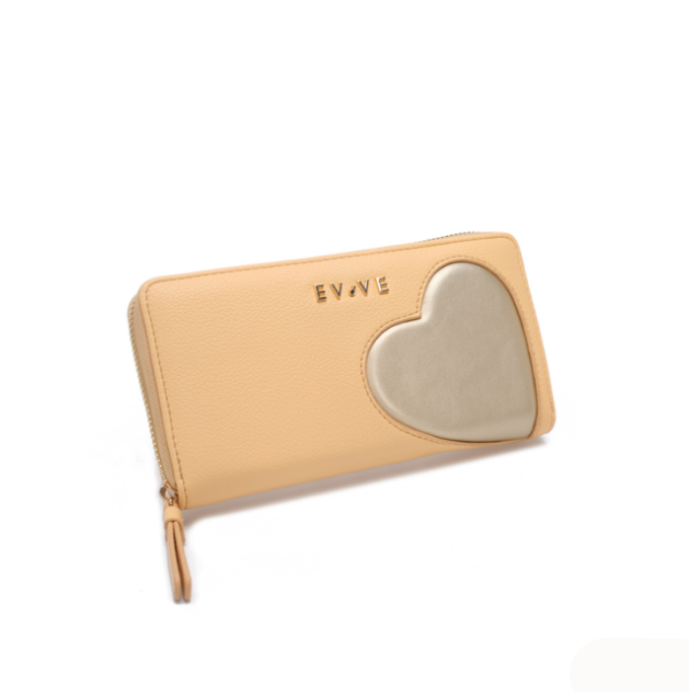Romantic 'Heart-Bond' Continental Zip Wallet | Premium Pebbled Leather