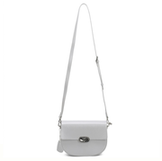 'Luna' Minimalist Half-Moon Mini Bag | Premium Smooth Calfskin Leather | Signature Polished Turn-Lock Crossbody