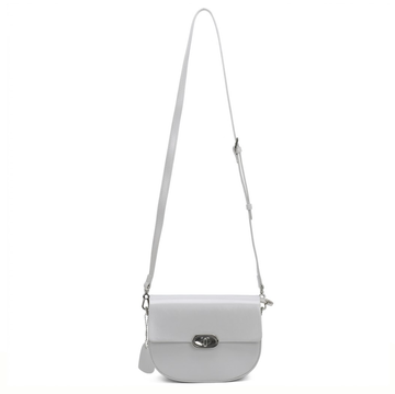 'Luna' Minimalist Half-Moon Mini Bag | Premium Smooth Calfskin Leather | Signature Polished Turn-Lock Crossbody
