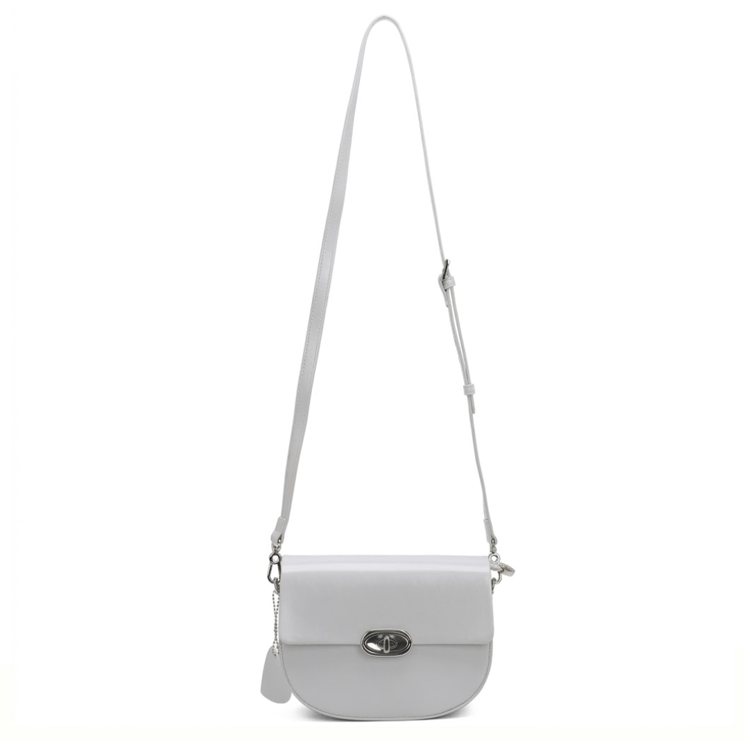 'Luna' Minimalist Half-Moon Mini Bag | Premium Smooth Calfskin Leather | Signature Polished Turn-Lock Crossbody