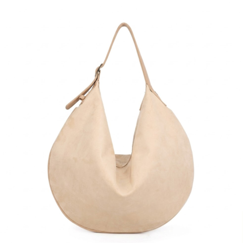 'Arc' Sculptural Hobo Bag | Premium Velvet-Finish Nubuck Leather | Ergonomic Crescent Silhouette with Adjustable Belted Shoulder Strap