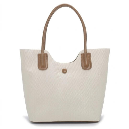 'Elysian' Minimalist Structured Tote | Premium Woven-Texture Genuine Leather | Architectural Curved-Top Design with Contrast Tan Detailing