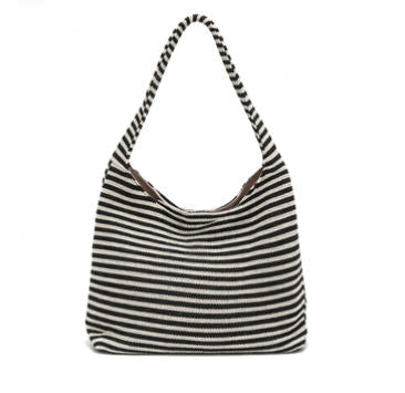 Boho Striped Woven Hobo Tote Bag, Casual Large Shoulder Bag for Everyday & Summer Use