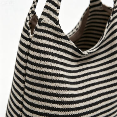 Boho Striped Woven Hobo Tote Bag, Casual Large Shoulder Bag for Everyday & Summer Use