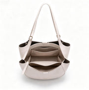 Elegant Light Pink Faux Leather Hobo Tote Bag, Adjustable Shoulder Bucket Bag for Everyday Use
