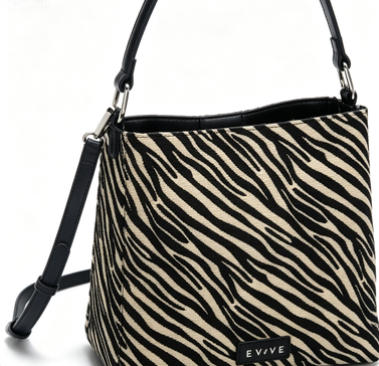 Bold Zebra Print Bucket Bag, Versatile Crossbody & Top-Handle Tote with Leather Accents