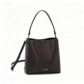 Chic Dark Brown Woven Bucket Bag, Versatile Multi-Way Tote with Detachable Crossbody Strap