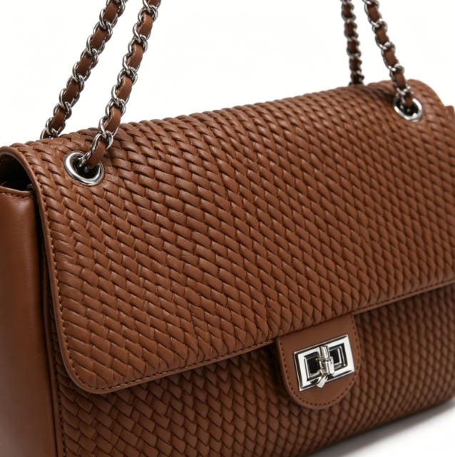 Chic Brown Quilted Flap Handbag, Versatile Chain Shoulder Bag with Silver Hardware
