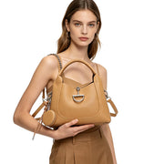 Chic Caramel Hobo Handbag, Versatile Multi-Way Bucket Bag with Detachable Accessories
