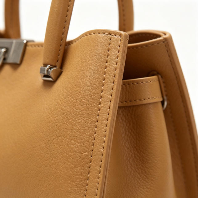 Elegant Camel Structured Tote Bag, Versatile Satchel Handbag with Silver Hardware