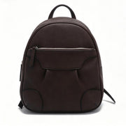 Dark Brown Pebbled Faux Leather Women Mini Backpack, Casual Daily Backpack with Silver Zipper, Custom Logo OEM ODM Available