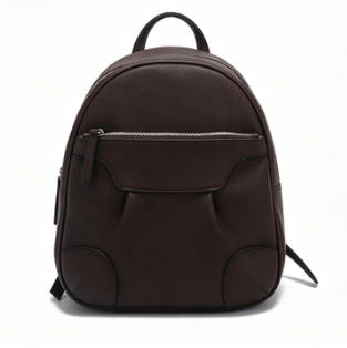 Dark Brown Pebbled Faux Leather Women Mini Backpack, Casual Daily Backpack with Silver Zipper, Custom Logo OEM ODM Available