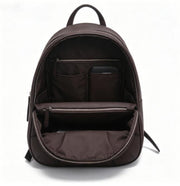 Dark Brown Pebbled Faux Leather Women Mini Backpack, Casual Daily Backpack with Silver Zipper, Custom Logo OEM ODM Available
