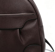 Dark Brown Pebbled Faux Leather Women Mini Backpack, Casual Daily Backpack with Silver Zipper, Custom Logo OEM ODM Available