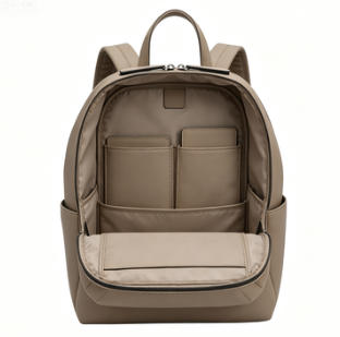 Taupe Pebbled Faux Leather Women Mini Backpack, Minimalist Daily Backpack with Front Flap Pocket, Custom Logo OEM ODM Available