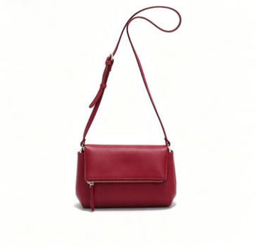 Red Crossgrain Faux Leather Flap Mini Crossbody Bag, Adjustable Leather Shoulder Strap Daily Shoulder Bag, Mass Supply for Established Fashion Labels & Global Retail Chains