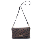 Brown Zebra Print Suede-Effect Mini Flap Crossbody Bag, Women Fashion Shoulder Bag with Adjustable Leather Strap, Bulk Supply for Established Fashion Brands