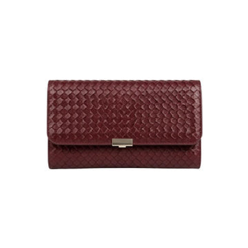 Burgundy Embossed Snake Skin Faux Leather Flap Clutch Bag, Evening Formal Handbag with Metal Lock Closure, Bulk Supply for Established Fashion Brands & Luxury Department Stores