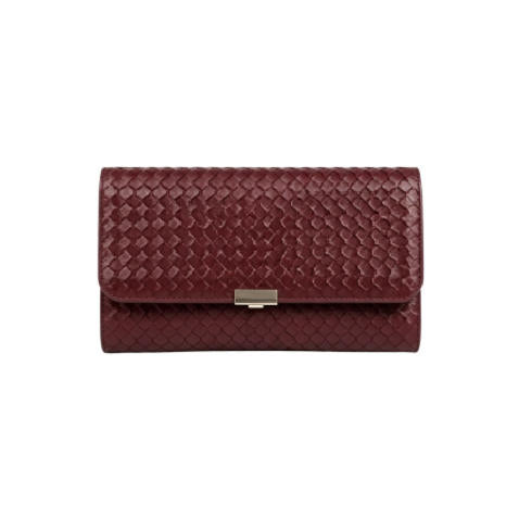 Burgundy Embossed Snake Skin Faux Leather Flap Clutch Bag, Evening Formal Handbag with Metal Lock Closure, Bulk Supply for Established Fashion Brands & Luxury Department Stores
