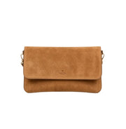 Camel Matte Faux Leather Flap Crossbody Clutch Bag, Minimalist Rectangular Shoulder Bag with Detachable Chain Strap, Mass Production Supply for Established Fashion Brands & Department Store Chains