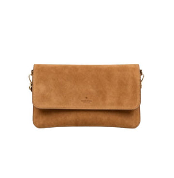 Camel Matte Faux Leather Flap Crossbody Clutch Bag, Minimalist Rectangular Shoulder Bag with Detachable Chain Strap, Mass Production Supply for Established Fashion Brands & Department Store Chains