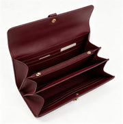 Burgundy Smooth Faux Leather Tassel Flap Clutch Bag, Minimalist Rectangular Evening Handbag for Formal Occasions, Bulk Supply for Established Fashion Brands & Luxury Department Stores
