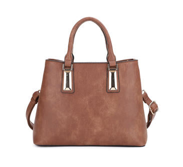 Classic Vintage Brown Washed Leather Multi-Wear Tote Bag, Spacious Commuter Top Handle Handbag for Office & Daily Use
