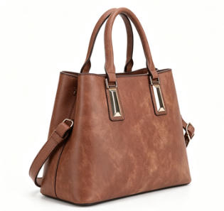 Classic Vintage Brown Washed Leather Multi-Wear Tote Bag, Spacious Commuter Top Handle Handbag for Office & Daily Use