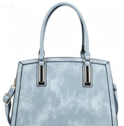 Light Blue Gradient Washed Faux Leather Structured Top Handle Tote Bag, Convertible Detachable Crossbody Shoulder Handbag, Mass Production Supply for Established Fashion Brands & Department Store Chains