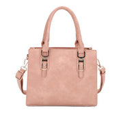 Dusty Pink Soft Washed Faux Leather Structured Top Handle Tote Bag, Adjustable Detachable Crossbody Satchel Handbag, Bulk Production Supply for Established Fashion Brands & Department Store Chains