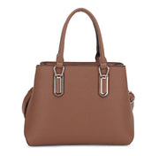 Brown Pebbled Faux Leather Top Handle Tote Bag, Detachable Crossbody Shoulder Handbag, Bulk Supply for Established Fashion Brands & Department Stores