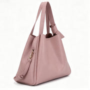 Dusty Pink Pebbled Faux Leather Hobo Tote Bag, Knotted Handle Detail Convertible Crossbody Handbag, Bulk Supply for Established Fashion Brands & Mall Retailers