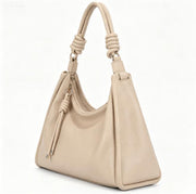 Beige Pebbled Faux Leather Knotted Strap Hobo Tote Bag, Detachable Crossbody Ladies Shoulder Bag, Bulk Supply for Established Fashion Brands & Mall Retail Chains